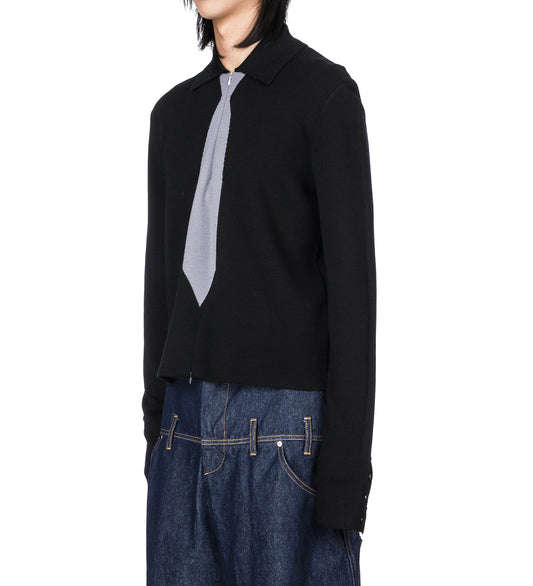KNIT TIE SHIRT BLACK