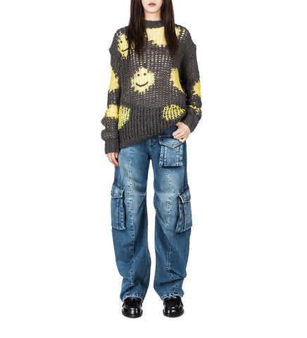 CARGO POCKET JEANS MID BLUE