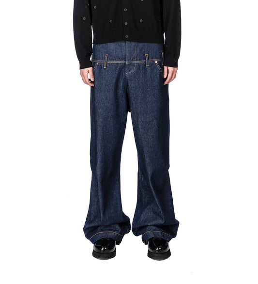 DOUBLE WAISTED DENIM BLUE