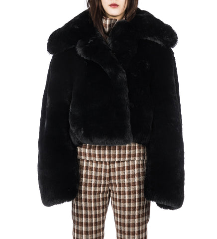 FLUFFY FUR JACKET BLACK
