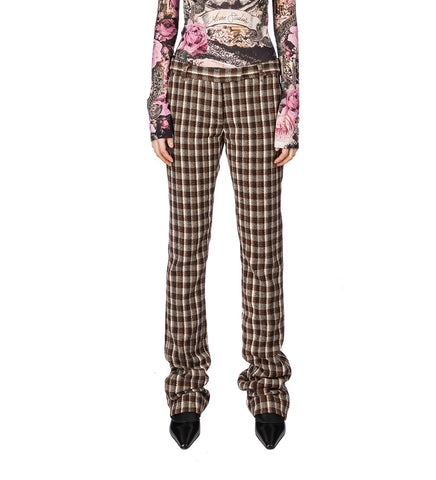 CEHCK TAILORED TROUSERS BEIGE/BROWN