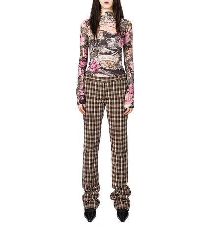 CEHCK TAILORED TROUSERS BEIGE/BROWN