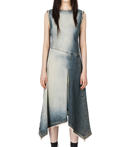 DENIM SLEEVELESS DRESS MID BLUE
