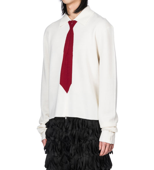 KNIT TIE SHIRT WHITE
