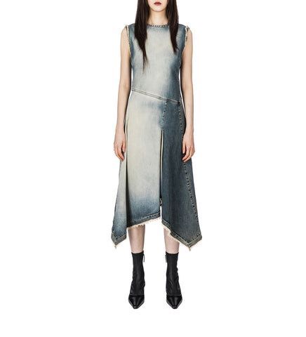 DENIM SLEEVELESS DRESS MID BLUE