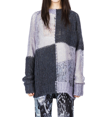 CHECKERED KNIT PURPLE/GREY