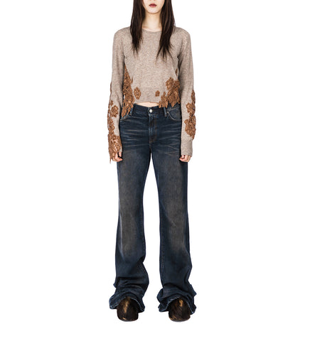 FLOWER KNIT SWEATER BEIGE