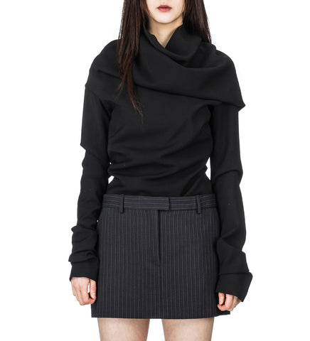 HIGH NECKLINE BLOUSE BLACK