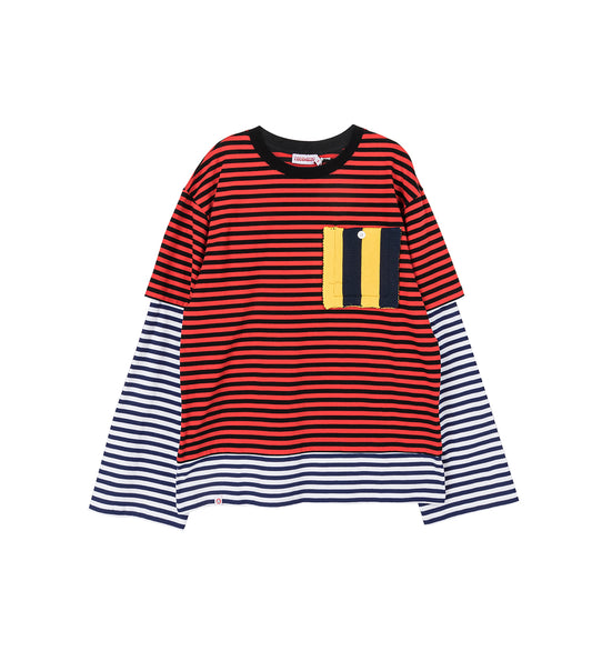 PATCH LONG SLEEVE 2-IN-1 TEE RED