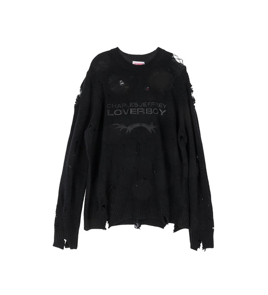 DISTRESSED LOGO JUMPER BLACK
