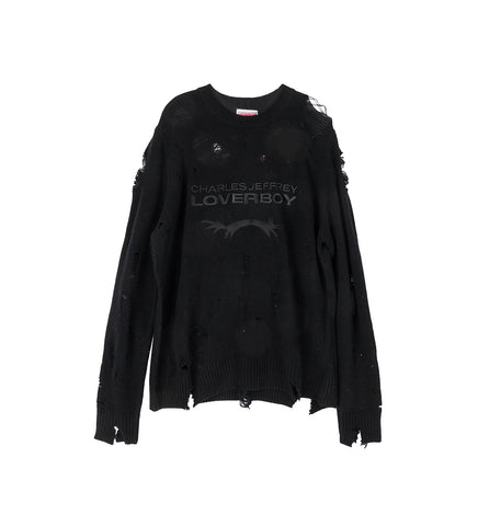 DISTRESSED LOGO JUMPER BLACK