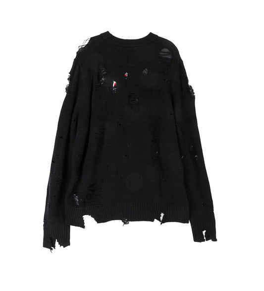 DISTRESSED LOGO JUMPER BLACK
