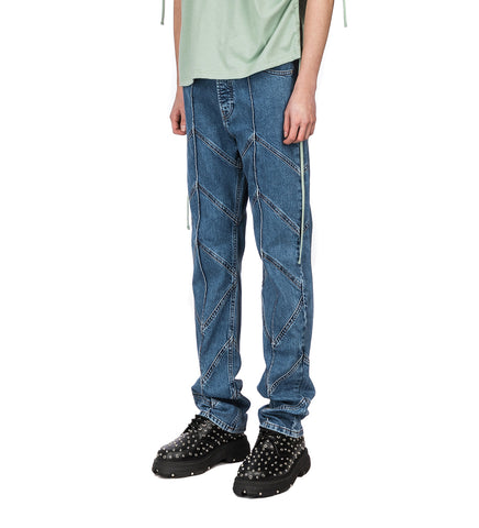 STRAIGHT FIT JEANS WASHED DARK BLUE