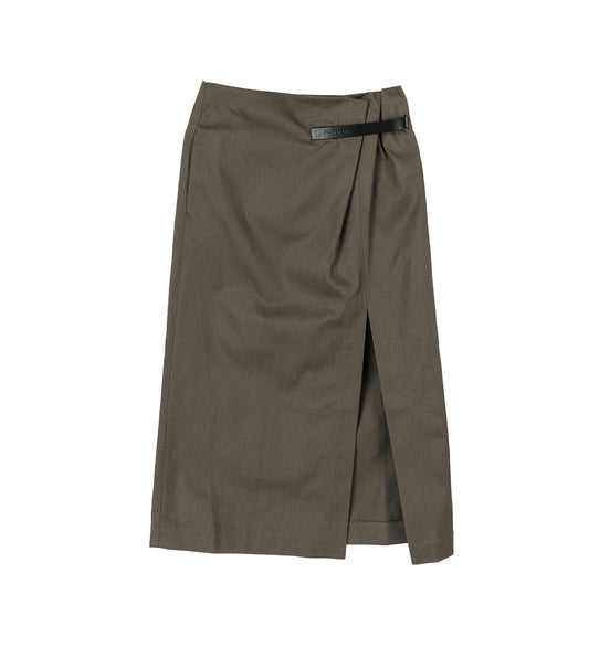 STRAP DETAIL SLIT SKIRT KHAKI