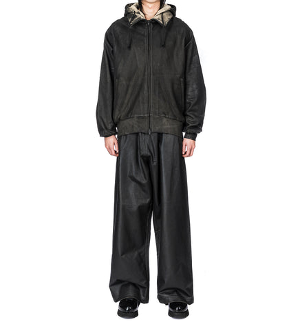 COATED ZIP UP HOODIE BROWN