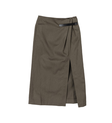 STRAP DETAIL SLIT SKIRT KHAKI