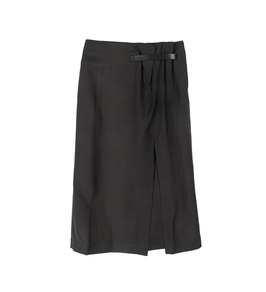 STRAP DETAIL SLIT SKIRT CHARCOAL