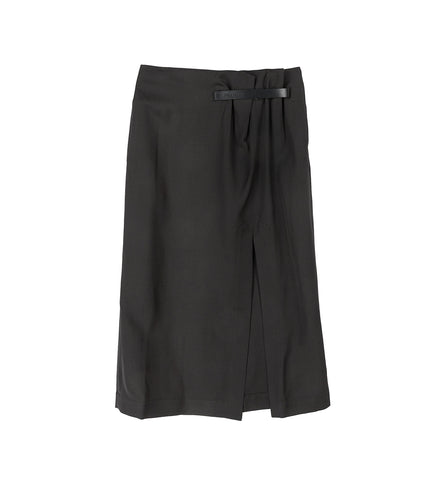 STRAP DETAIL SLIT SKIRT CHARCOAL