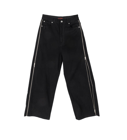 SIDE ZIP JEANS RAW BLACK RINSE