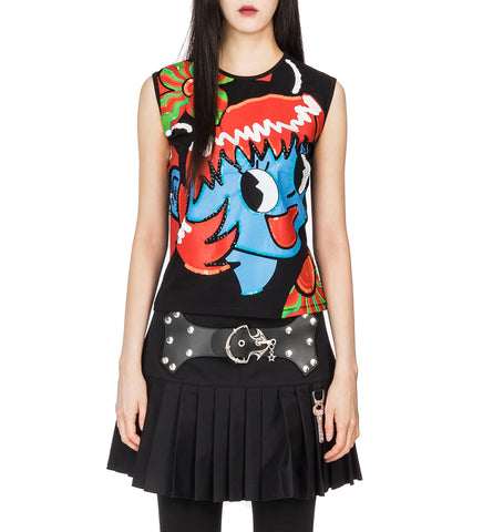 LITTLE DEVIL BEADED TANK TOP BLACK