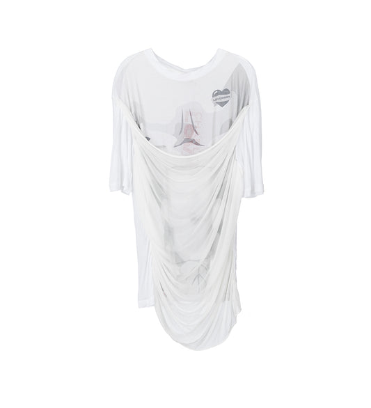 DRAPED MESH TEE WHITE