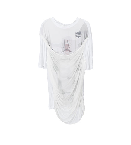 DRAPED MESH TEE WHITE