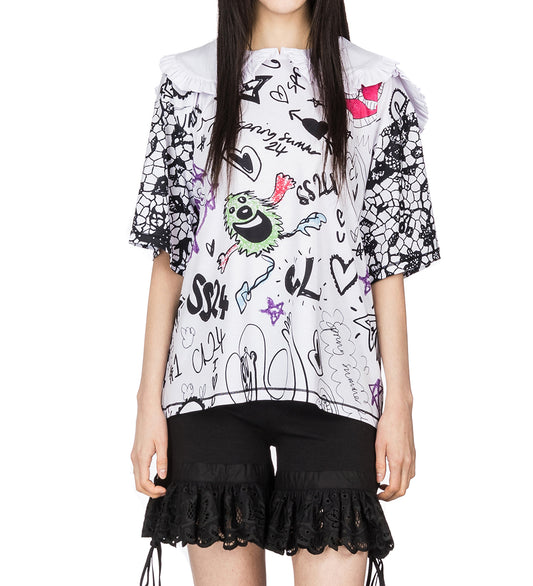 SCRIBBLE OVERSIZED SHORT SLEEVE BLACK/WHITE