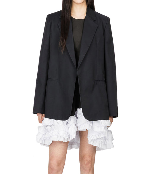 TAILORED JACKET W.CONTRAST FRILL NAVY