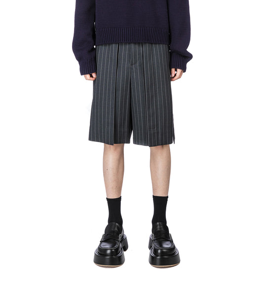 FOLDED FRONT PLEAT SHORTS MID GREY
