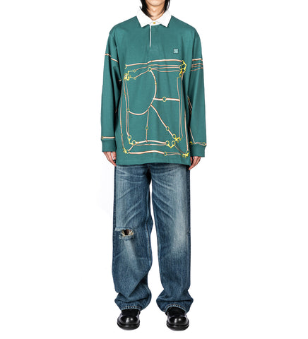 BELT PRINTED RUGBY SHIRT GREEN