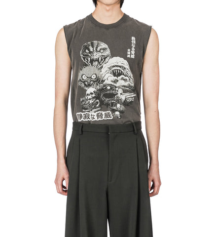 SLEEVELESS TEE WASHED BLACK / DEMON THREAT