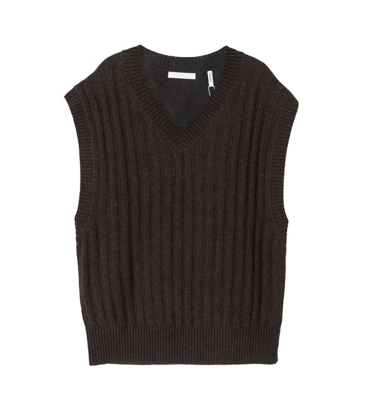V-NECK VEST DARK BROWN