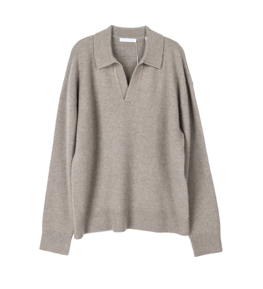BRUSHED POLO SWEATER FOG