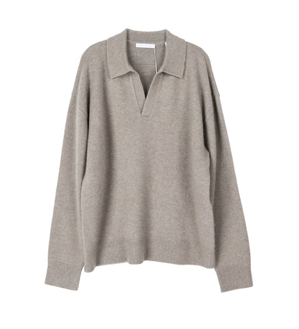 BRUSHED POLO SWEATER FOG