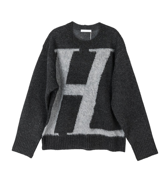 H LOGO CREWNECK SWEATER GRAPHITE