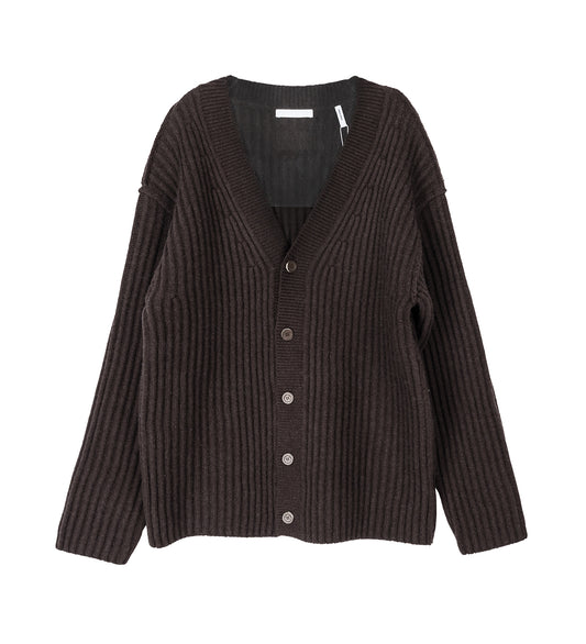 RIBBED CARDIGAN DARK BROWN