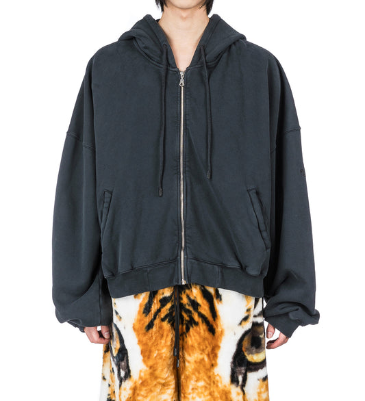 WASHED ZIP HOODIE OVERDYED BLACK