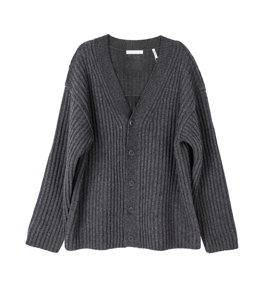RIBBED CARDIGAN CHARCOAL
