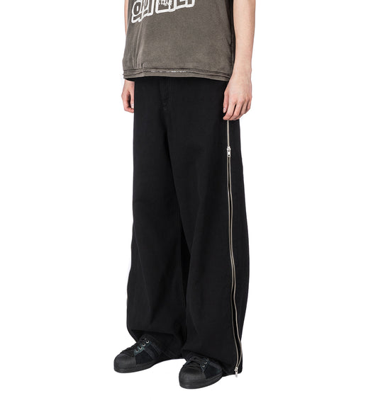 SIDE ZIP JEANS RAW BLACK RINSE