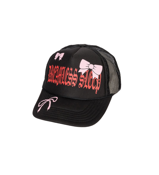DREAMLESS OTTO TRUCKER BLACK RED FONT W/ PINK BOWS