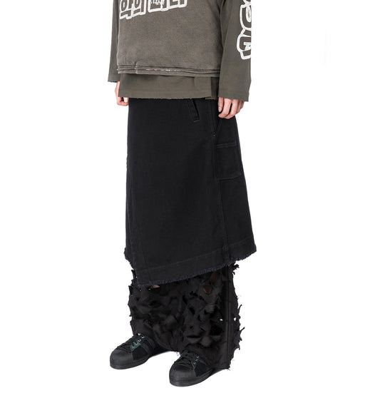 APRON SKIRT BLACK RINSE