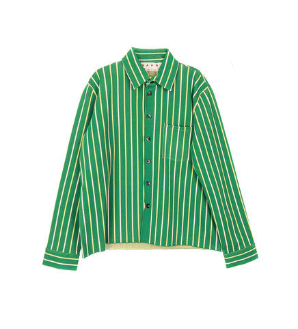 GREEN STRIPED TECHNO KNIT SHIRT