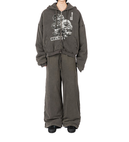 WADDED HOODIE WASHED BLACK / REAPER RAMPAGE