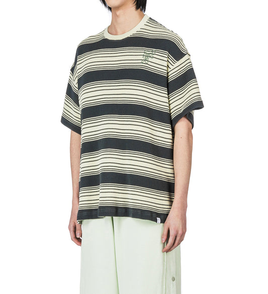 WAFFLE KNIT TEE CHARCOAL/MINT