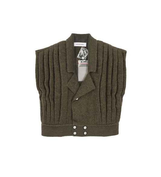 ORSON KNITTED VEST SHINY ARMY GREEN