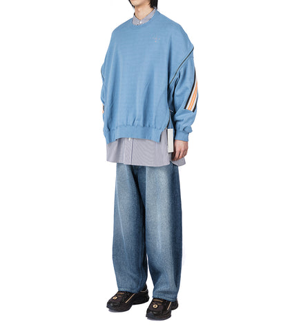 ZIPPER RIB SWEAT BLUE