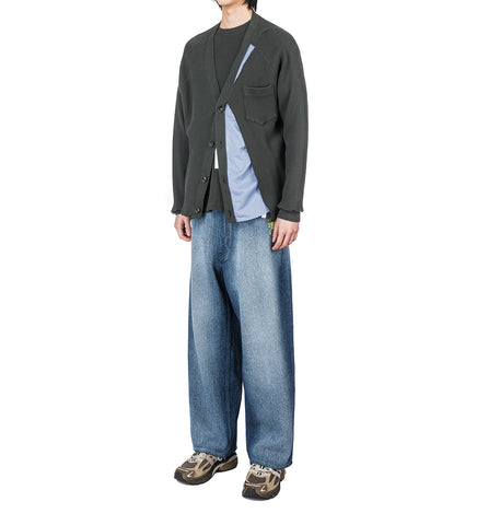 LAYERED WAFFLE KNIT CARDIGAN CHARCOAL