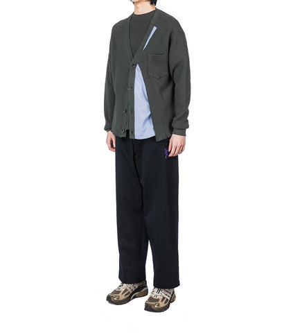 LAYERED WAFFLE KNIT CARDIGAN CHARCOAL