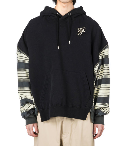 WAFFLE KNIT ZIP HOODIE BLACK