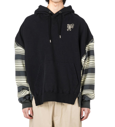 WAFFLE KNIT ZIP HOODIE BLACK